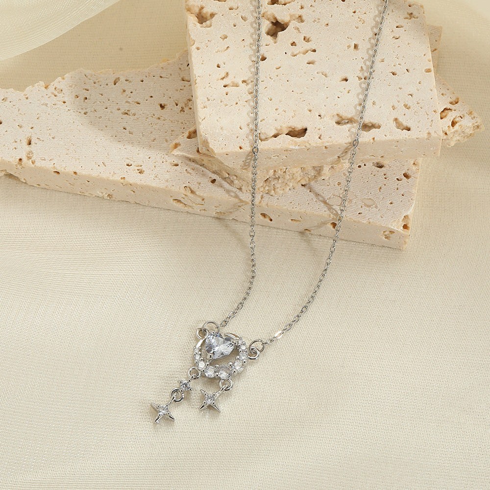 Heart Shape Necklace For Women In Golden Titanium Steel