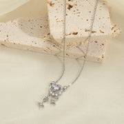 A8486 Heart Moon Necklace - Silver