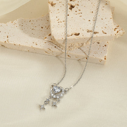 Heart Shape Necklace For Women In Golden Titanium Steel
