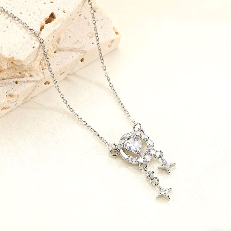 Heart Shape Necklace For Women In Golden Titanium Steel