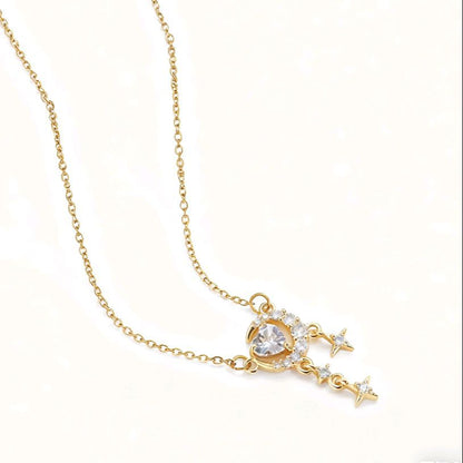 Heart Shape Necklace For Women In Golden Titanium Steel