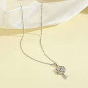 A8398 Heart-shaped Rose Water Drop Necklace - Silver
