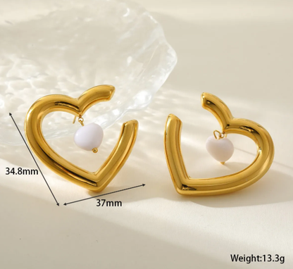 Heart Shape Jewelry Set For Valentine's Day Featuring 304 Stainless Steel With 18K Real Gold Plated And Zircon Inlay On Cable Chain