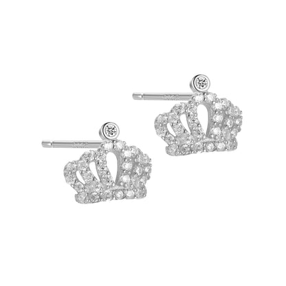 Crown For Women Copper Stud Earrings In Silver