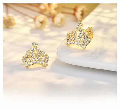 Crown For Women Copper Stud Earrings In Silver