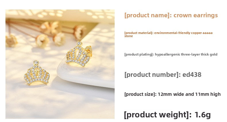 Crown For Women Copper Stud Earrings In Silver
