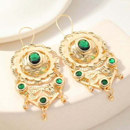 Waterproof Non Tarnish Tassel Earrings For Women, Golden Plated Copper With Zircon Inlay