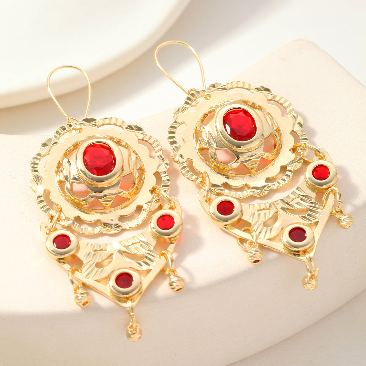 Waterproof Non Tarnish Tassel Earrings For Women, Golden Plated Copper With Zircon Inlay