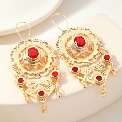 Waterproof Non Tarnish Tassel Earrings For Women, Golden Plated Copper With Zircon Inlay