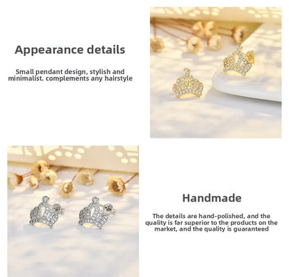Crown For Women Copper Stud Earrings In Silver
