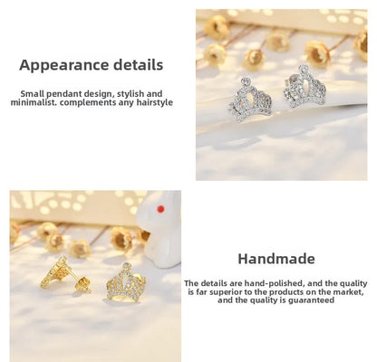 Crown For Women Copper Stud Earrings In Silver