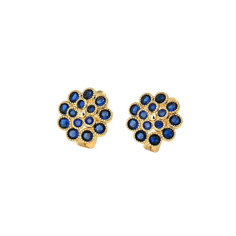 Copper Flowers Stud Earrings For Women In Silver, Elegant Ear Clutches