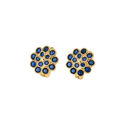 Copper Flowers Stud Earrings For Women In Silver, Elegant Ear Clutches