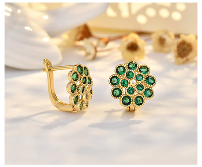 Copper Flowers Stud Earrings For Women In Silver, Elegant Ear Clutches