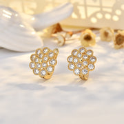 White Zircon Flower Earrings (Real Gold Plated) Color Retention Eco-friendly
