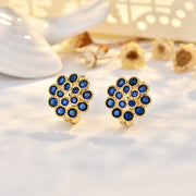 Sapphire Blue Zircon Flower Earrings (Real Gold Plated) Color Retention Eco-friendly