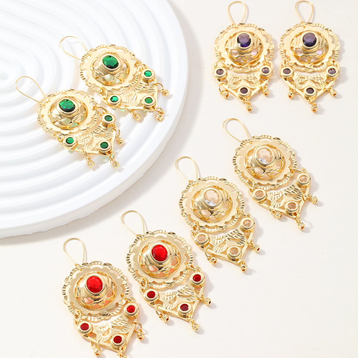 Waterproof Non Tarnish Tassel Earrings For Women, Golden Plated Copper With Zircon Inlay
