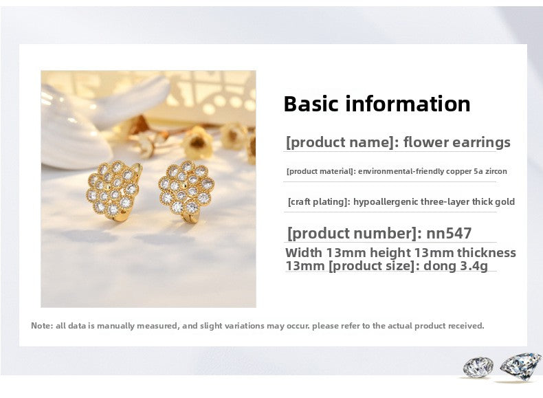 Copper Flowers Stud Earrings For Women In Silver, Elegant Ear Clutches