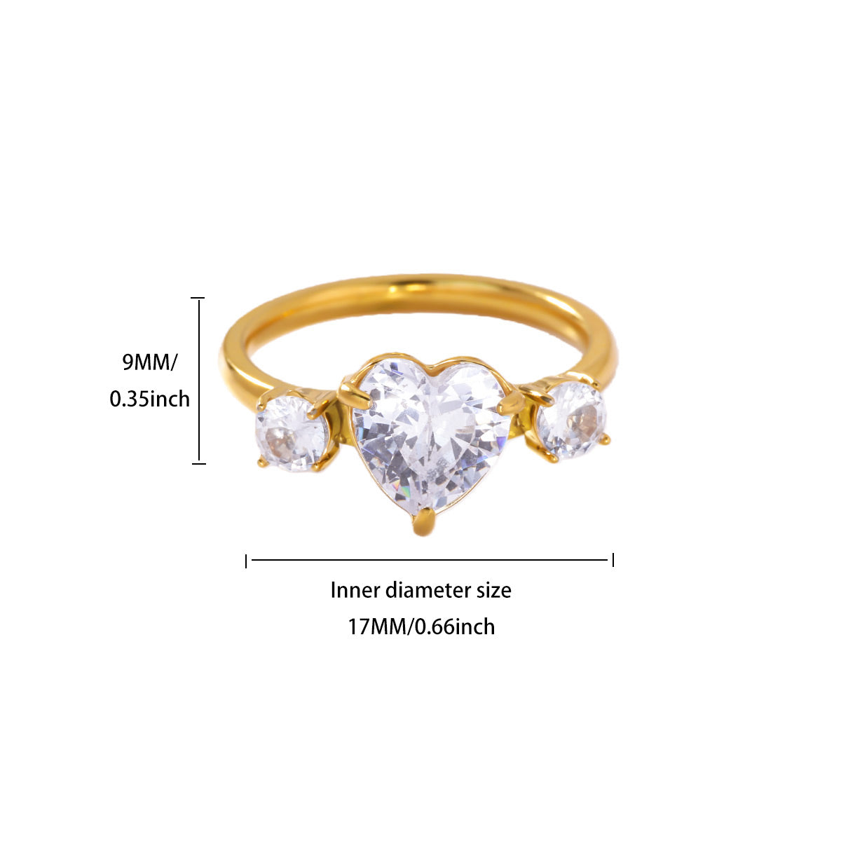 Devil's Eye Ring For Women In 304 Stainless Steel With Electroplated 18K Real Gold Plated And Zircon Inlay