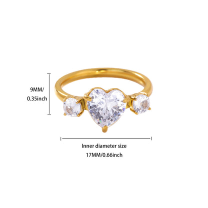 Devil's Eye Ring For Women In 304 Stainless Steel With Electroplated 18K Real Gold Plated And Zircon Inlay