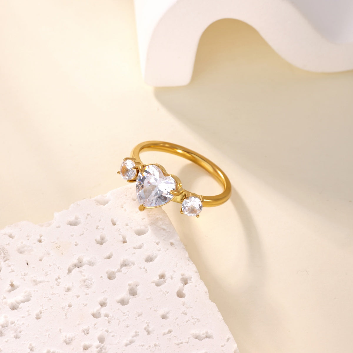 Devil's Eye Ring For Women In 304 Stainless Steel With Electroplated 18K Real Gold Plated And Zircon Inlay