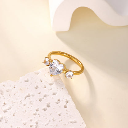 Devil's Eye Ring For Women In 304 Stainless Steel With Electroplated 18K Real Gold Plated And Zircon Inlay