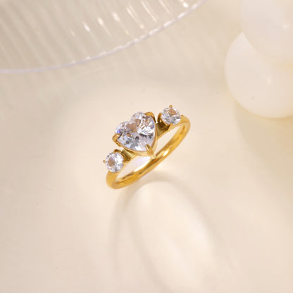 Devil's Eye Ring For Women In 304 Stainless Steel With Electroplated 18K Real Gold Plated And Zircon Inlay