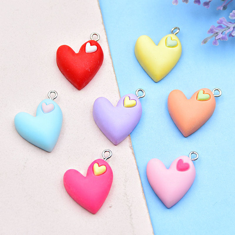 Heart Shape Resin Love Charms Pendant In Colour, Perfect For Hanging Decorations