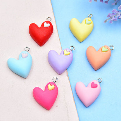 Heart Shape Resin Love Charms Pendant In Colour, Perfect For Hanging Decorations
