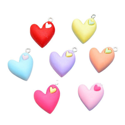 Heart Shape Resin Love Charms Pendant In Colour, Perfect For Hanging Decorations