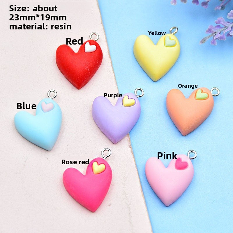 Heart Shape Resin Love Charms Pendant In Colour, Perfect For Hanging Decorations
