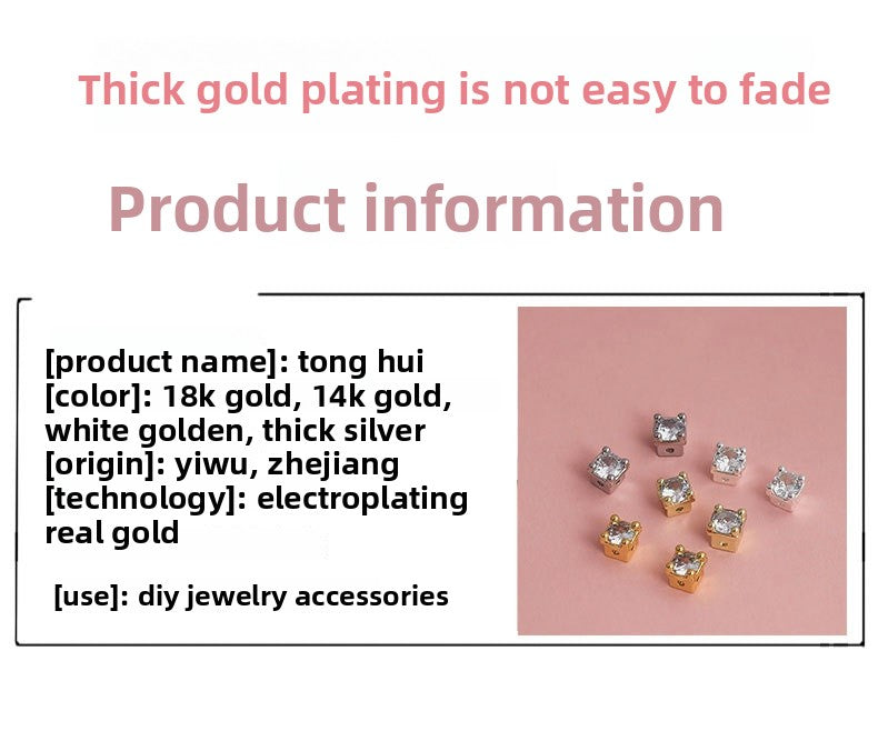 18K Real Gold Plated Copper Spacer Bars With Zircon Inlay, Electroplated, Hole Size 4~4.9mm, Love Charms Jewelry Accessories
