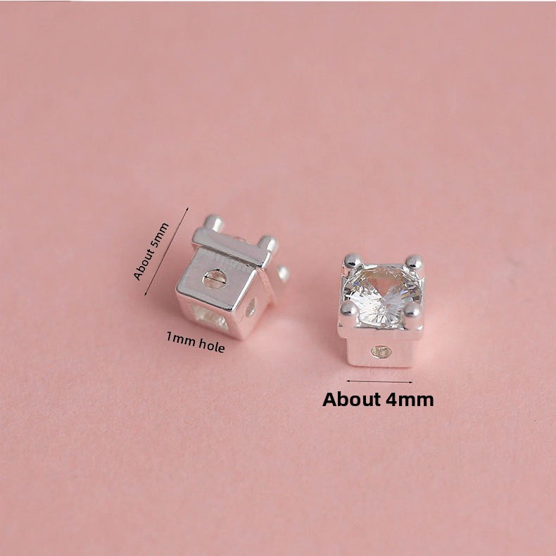 18K Real Gold Plated Copper Spacer Bars With Zircon Inlay, Electroplated, Hole Size 4~4.9mm, Love Charms Jewelry Accessories