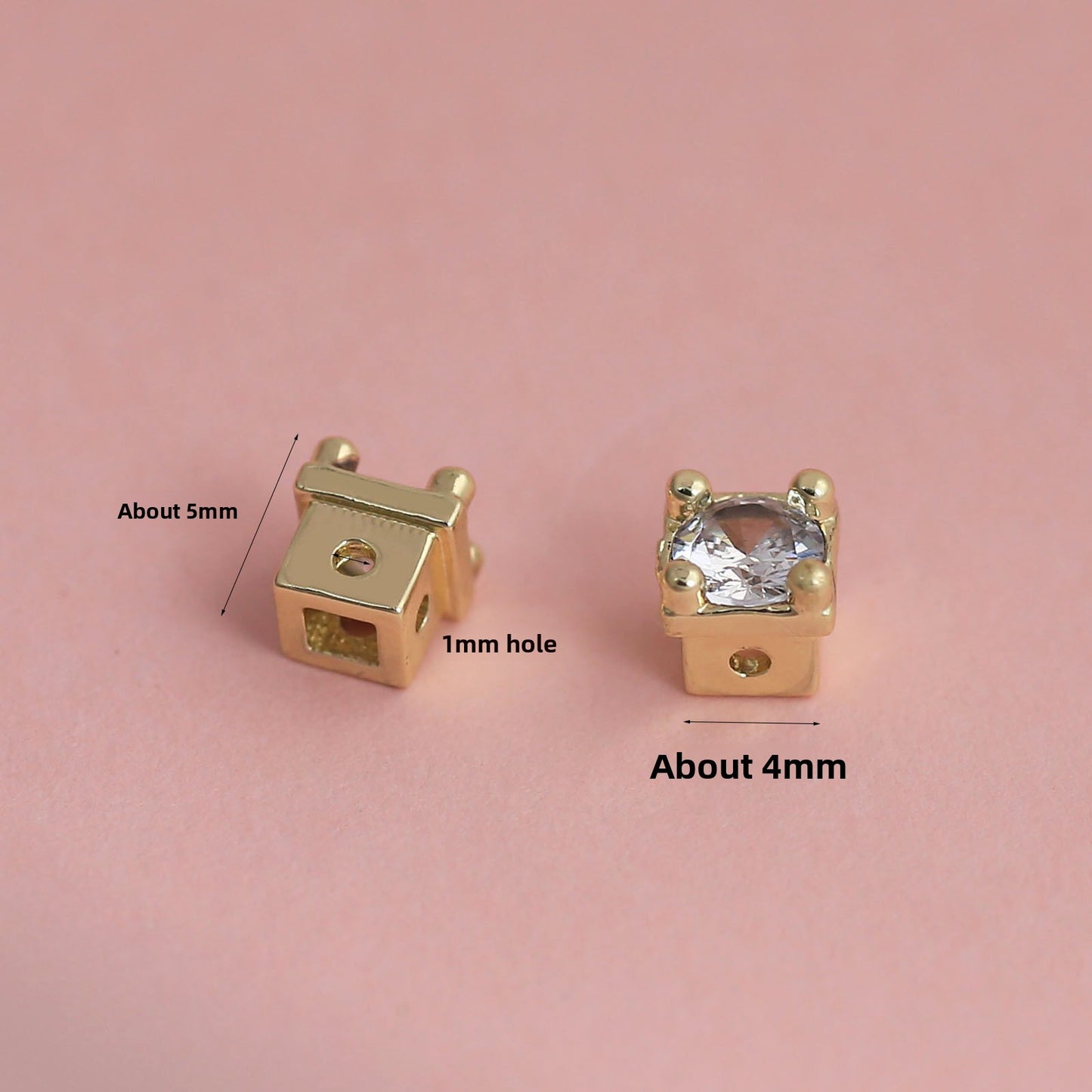 18K Real Gold Plated Copper Spacer Bars With Zircon Inlay, Electroplated, Hole Size 4~4.9mm, Love Charms Jewelry Accessories