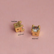 18K Real Gold Plated Color Retention [4×4mm Four-Prong Pierced Zircon Spacer Bead] YS274