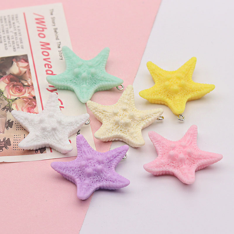 Starfish Resin Love Charms Hanging Ornament In Blue