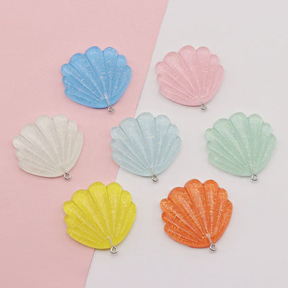 Marine Style Resin Shell Love Charms Pendant In Transparent Color
