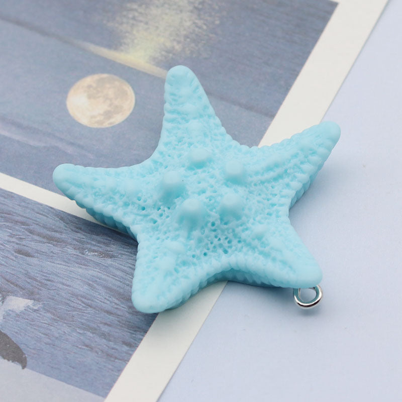 Starfish Resin Love Charms Hanging Ornament In Blue