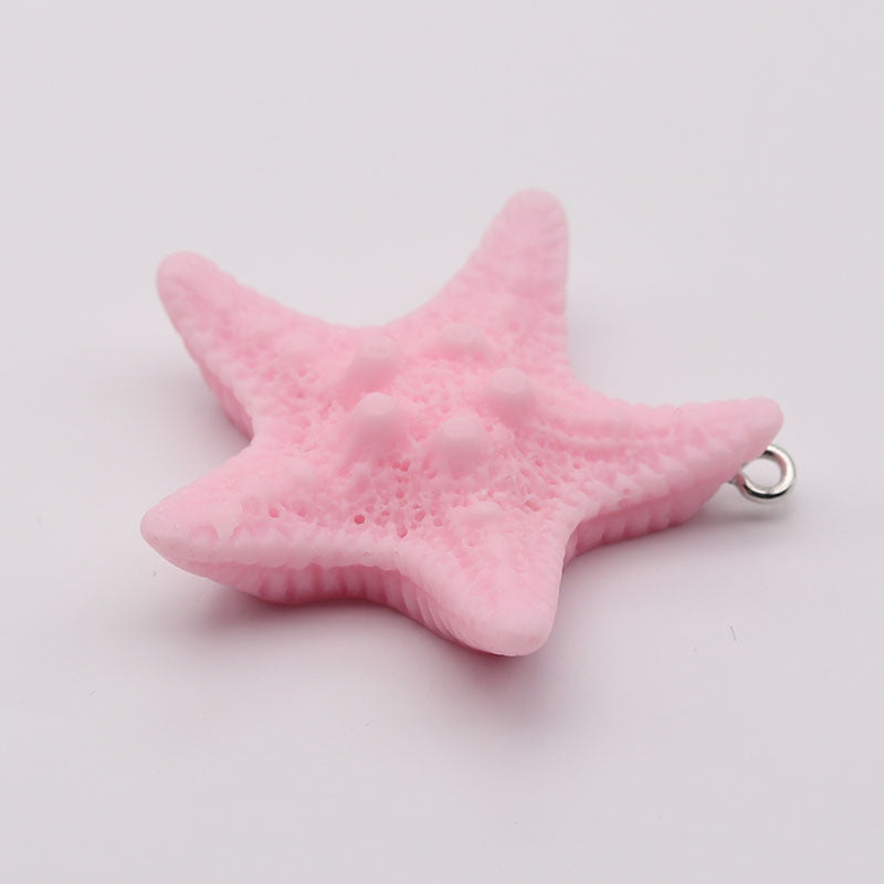 Starfish Resin Love Charms Hanging Ornament In Blue