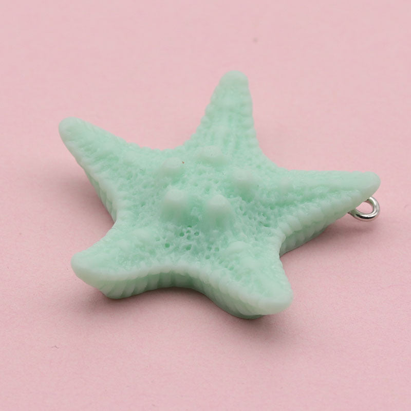 Starfish Resin Love Charms Hanging Ornament In Blue