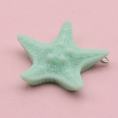 Starfish Resin Love Charms Hanging Ornament In Blue