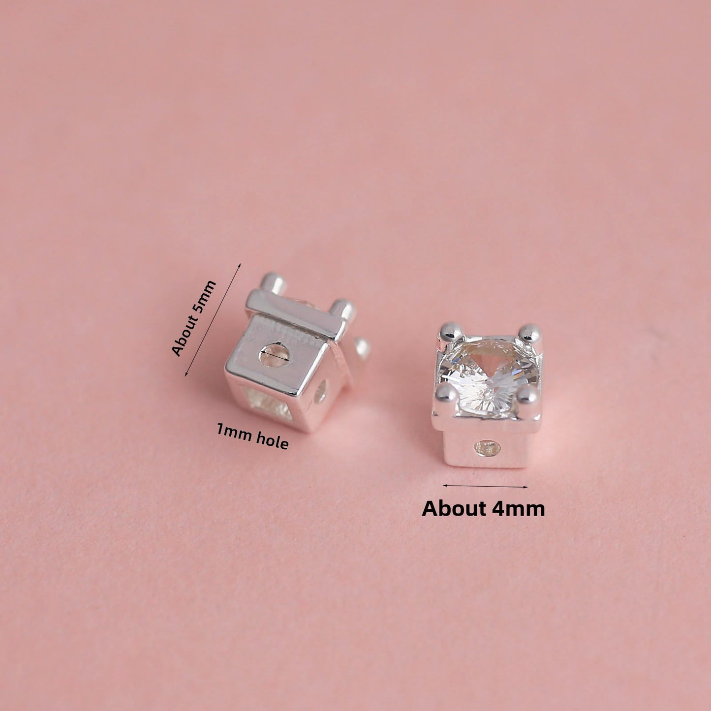 18K Real Gold Plated Copper Spacer Bars With Zircon Inlay, Electroplated, Hole Size 4~4.9mm, Love Charms Jewelry Accessories