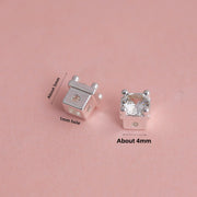 Thick Silver Electroplated Color Retention [4×4mm Four-Prong Pierced Zircon Spacer Bead] YS274