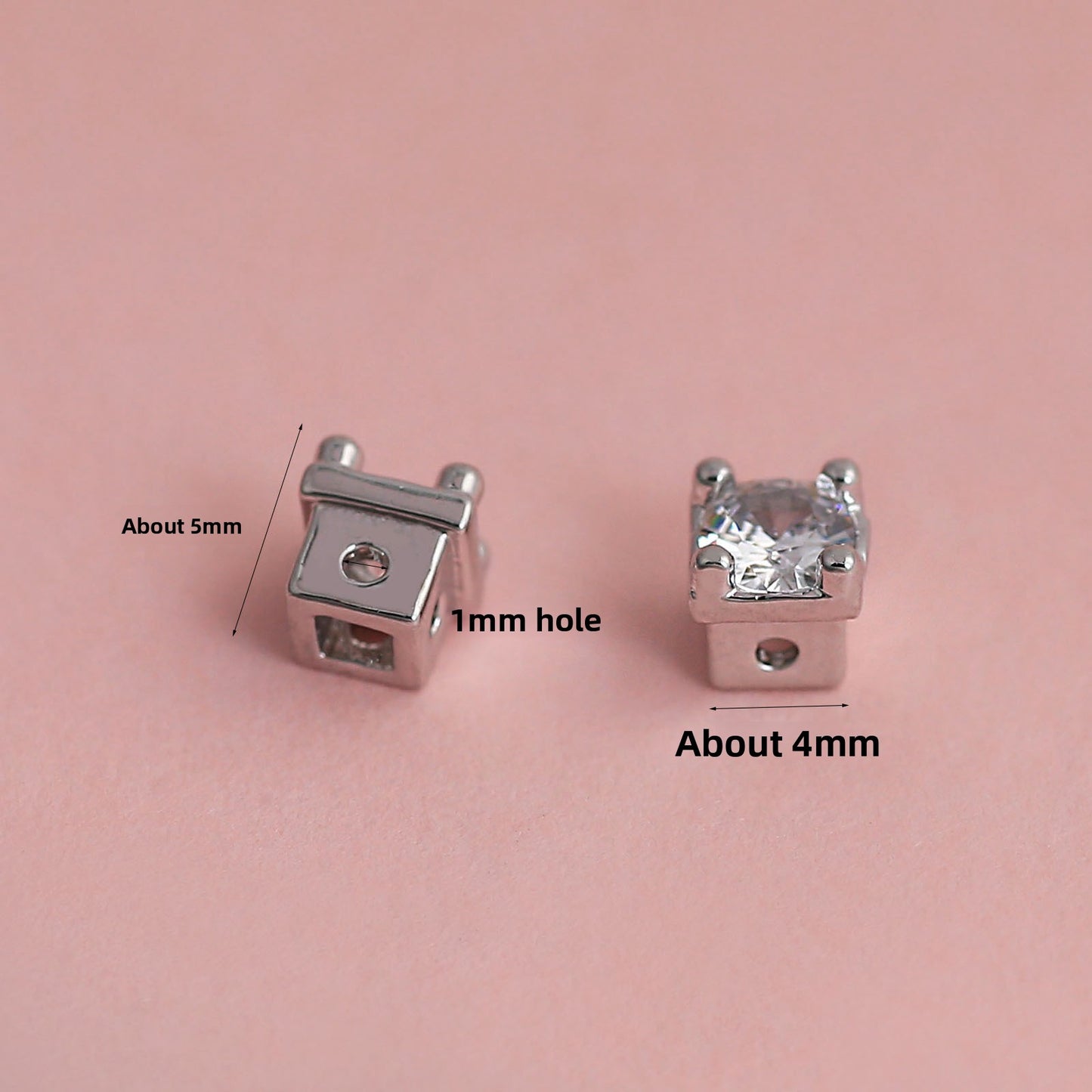 18K Real Gold Plated Copper Spacer Bars With Zircon Inlay, Electroplated, Hole Size 4~4.9mm, Love Charms Jewelry Accessories