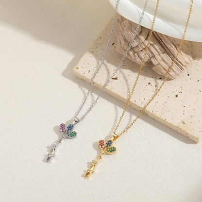 Flowers Necklace For Women In Golden Titanium Steel Featuring A Durable Cable Chain