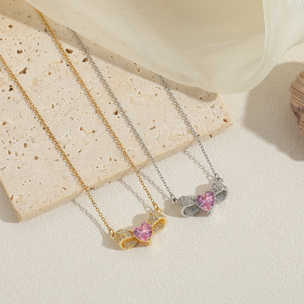 Bow Tie For Necklace Made Of Titanium Steel Featuring A Golden Color