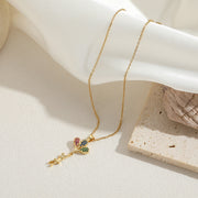 A8306 Three Color Flower Language - Necklace - Gold