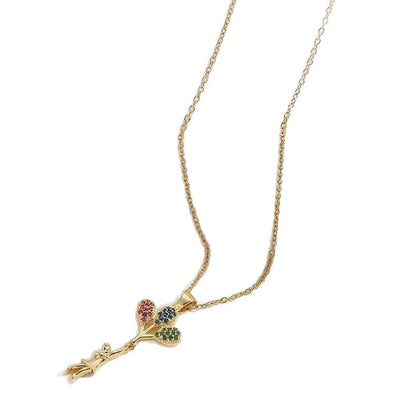 Flowers Necklace For Women In Golden Titanium Steel Featuring A Durable Cable Chain