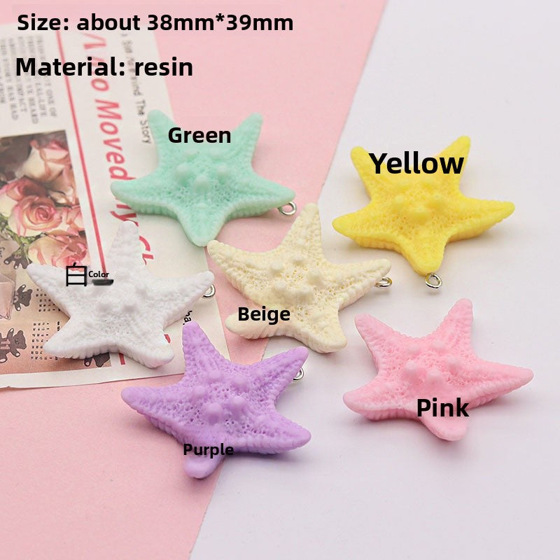 Starfish Resin Love Charms Hanging Ornament In Blue