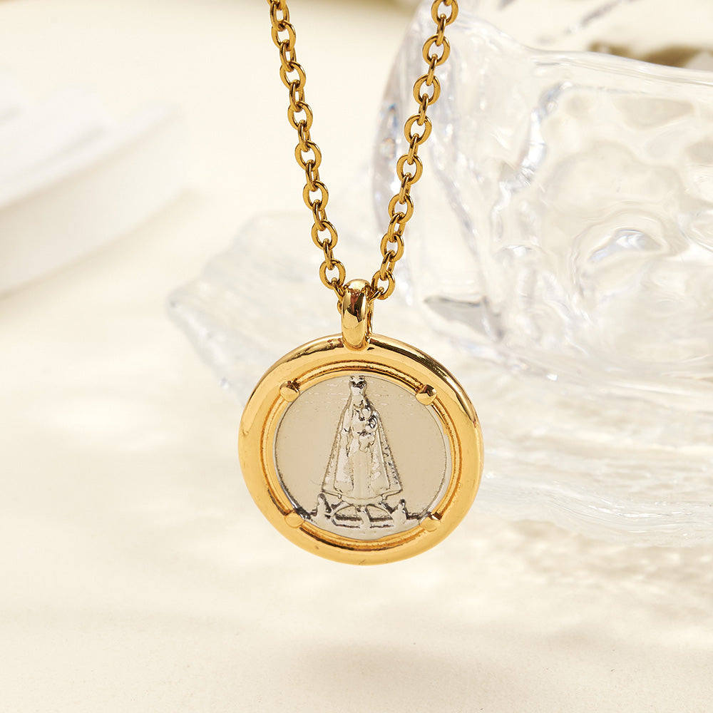Round Copper Pendant With 18K Gold Plating, Electroplated Process, Thickness 0.05µm-0.08µm, 1 Pc/Package